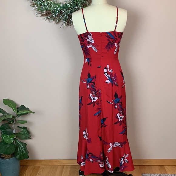 Chelsea 28 Red Tropical Floral Print Spaghetti Strap Maxi Dress - Size XS - Picture 4 of 8